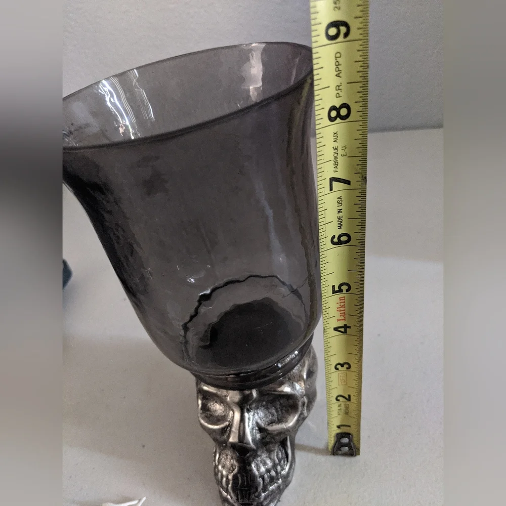 Halloween Rare Metal Skull Candle Votive Holder Goth Dark Academia Decor